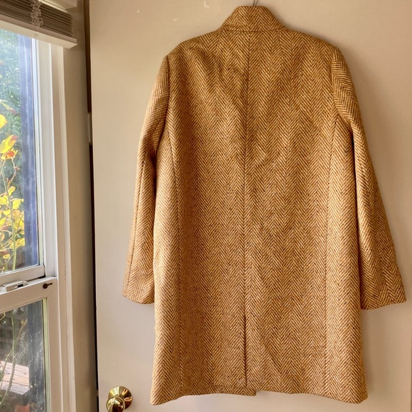 NWT J. Crew Oversized Topcoat, English Herringbone Wool, Camel, 12P Medium Large - Picture 2 of 7